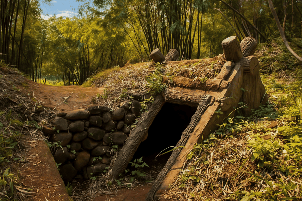This original entry point to the Vinh Moc Tunnels blends naturally into the forest
